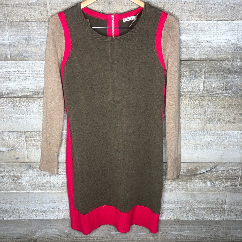 Eliza J colorblock long sleeve sweater dress